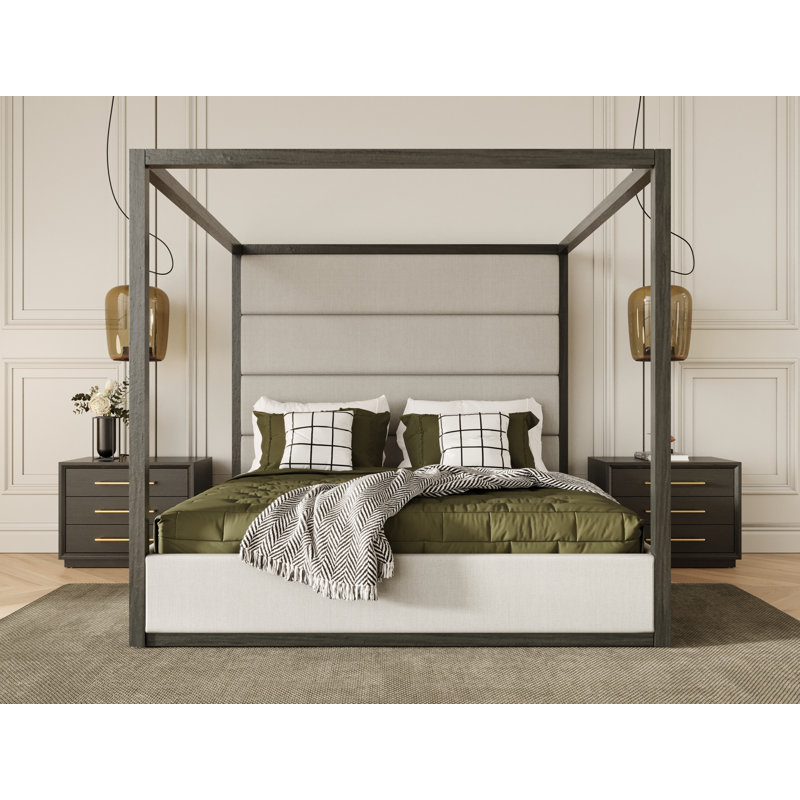 Tufted canopy bed king discount